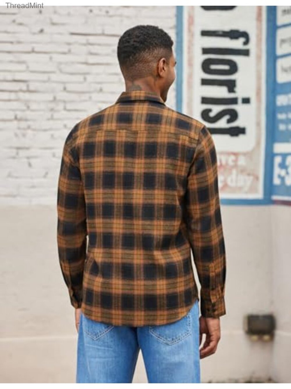 Men's Lightweight Flannel Shirt Long Sleeve Plaid Button Down with Pocket - Picture 3 of 6